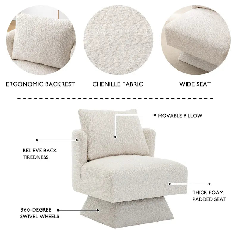 360-Degree Swivel Chenille Upholstered Accent Chairs for Living Room and Bedroom 29