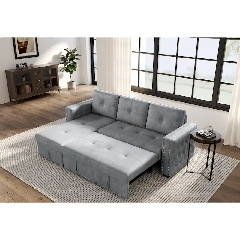 Cozy Classic L-Shaped Pull-Out Sleeper Sectional Sofa 36