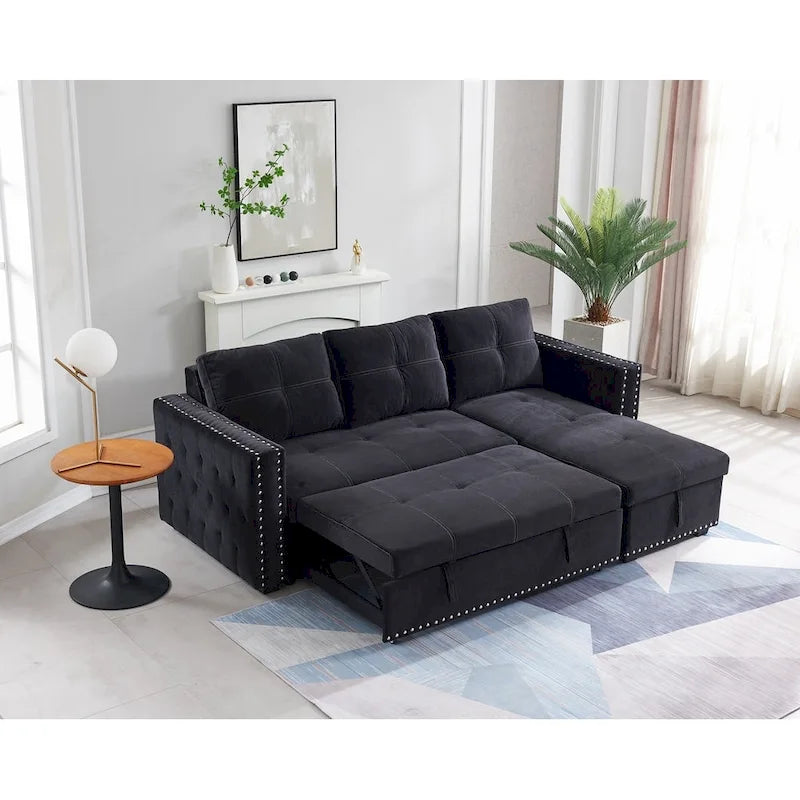 Cozy Classic L-Shaped Pull-Out Sleeper Sectional Sofa 37