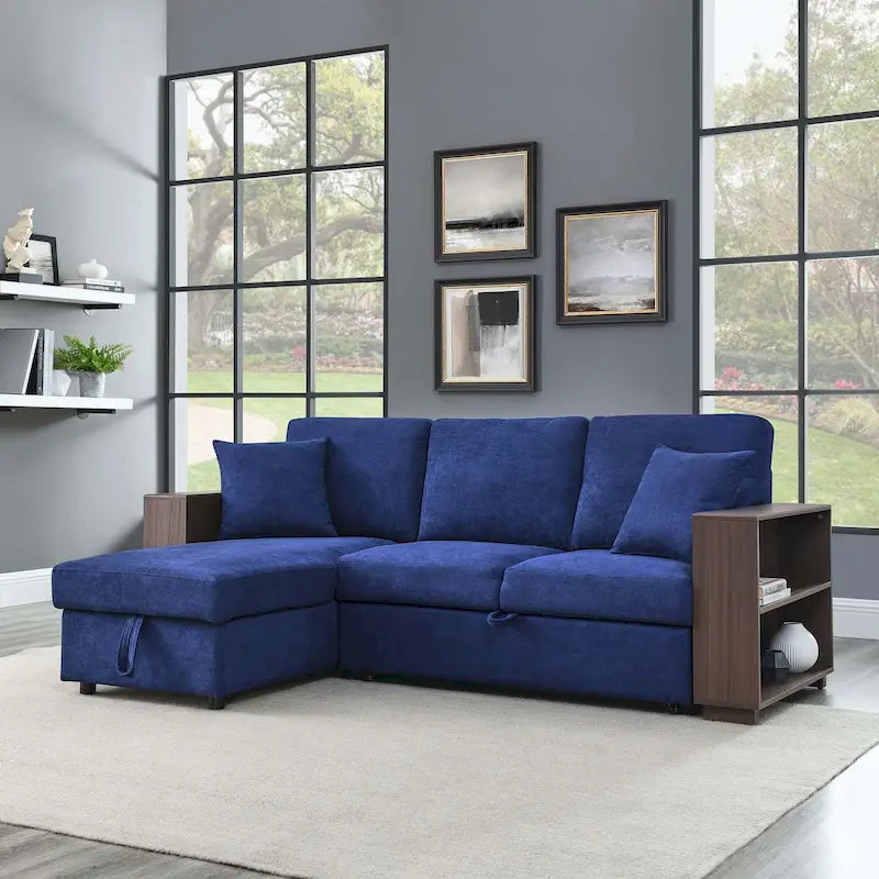 Cozy Classic L-Shaped Pull-Out Sleeper Sectional Sofa 49