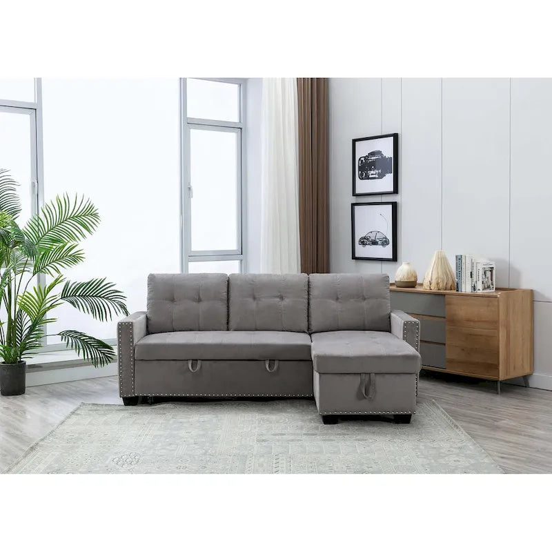 Cozy Classic L-Shaped Pull-Out Sleeper Sectional Sofa 3