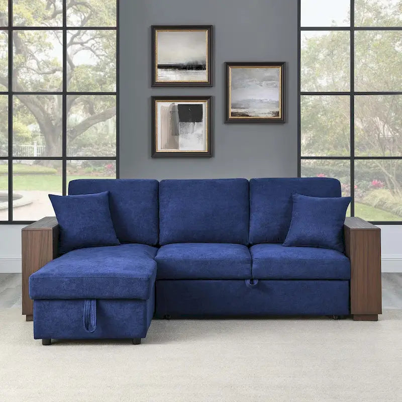 Cozy Classic L-Shaped Pull-Out Sleeper Sectional Sofa 5