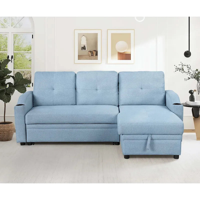 Cozy Classic L-Shaped Pull-Out Sleeper Sectional Sofa 9