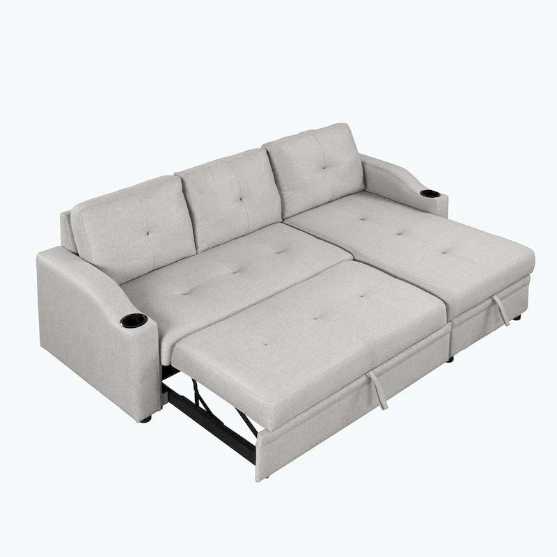 Cozy Classic L-Shaped Pull-Out Sleeper Sectional Sofa 11