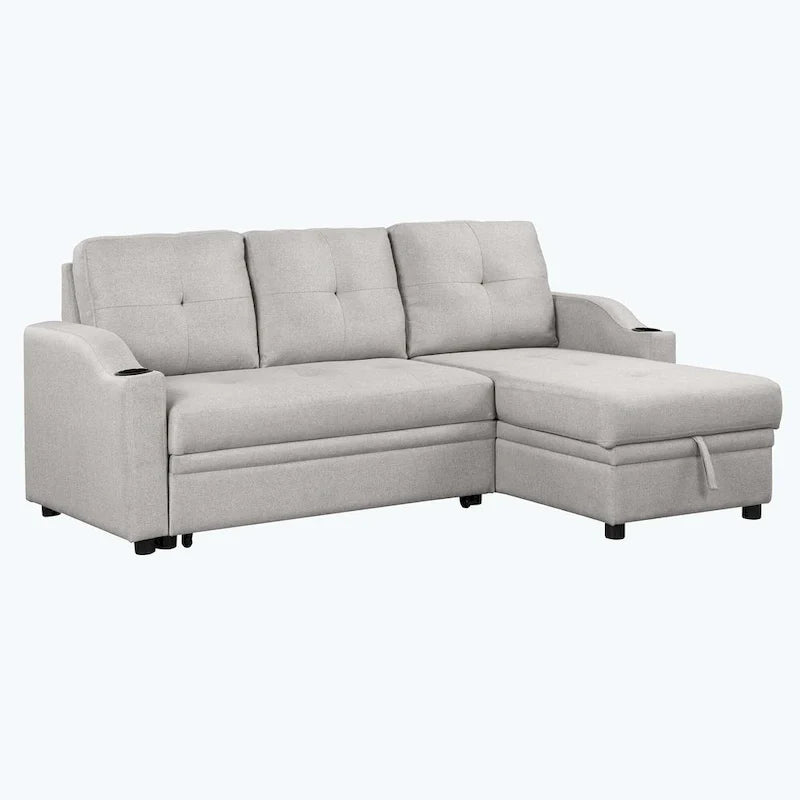Cozy Classic L-Shaped Pull-Out Sleeper Sectional Sofa 12