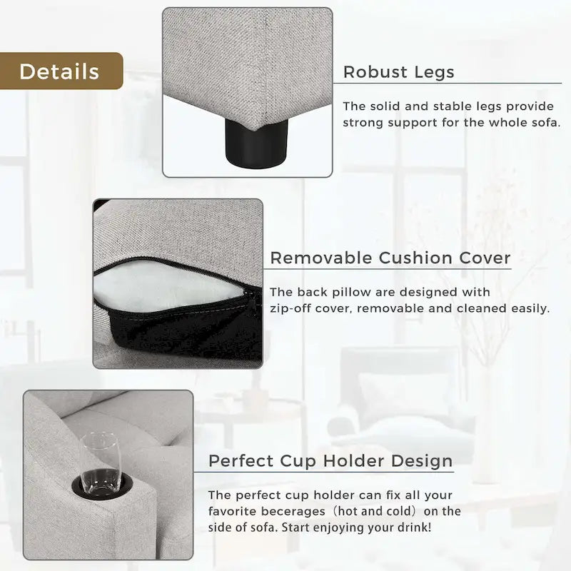 Cozy Classic L-Shaped Pull-Out Sleeper Sectional Sofa 13