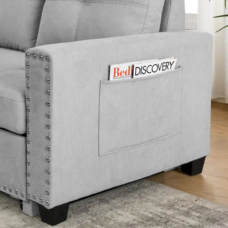 Cozy Classic L-Shaped Pull-Out Sleeper Sectional Sofa 18