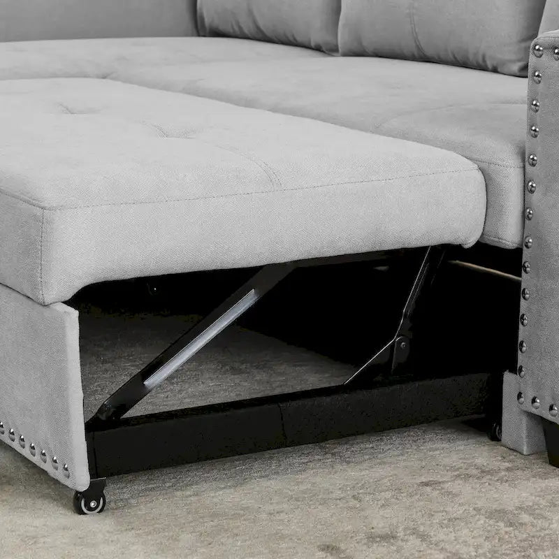 Cozy Classic L-Shaped Pull-Out Sleeper Sectional Sofa 19