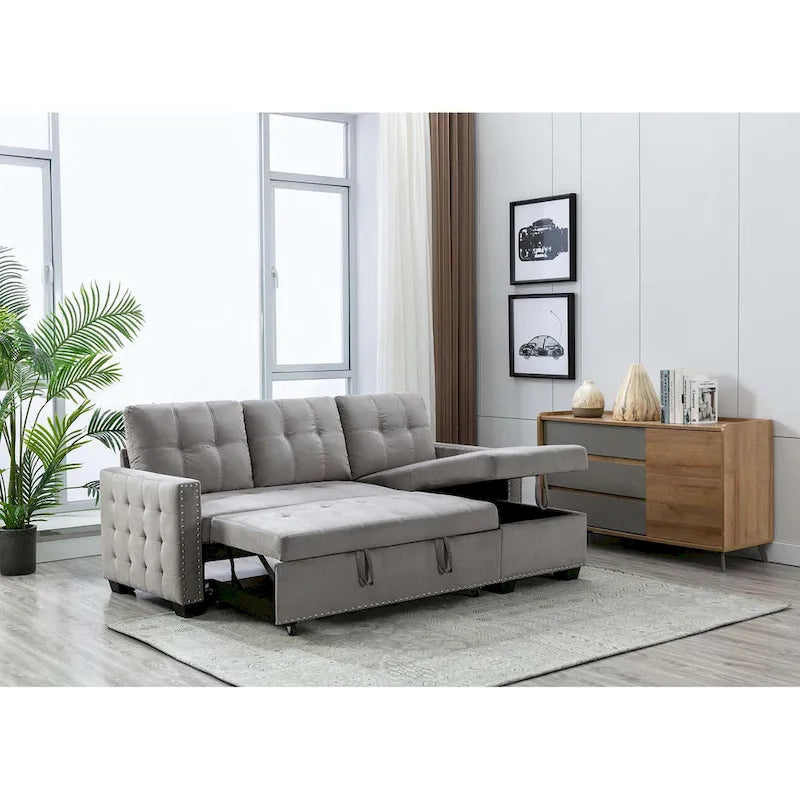 Cozy Classic L-Shaped Pull-Out Sleeper Sectional Sofa 24