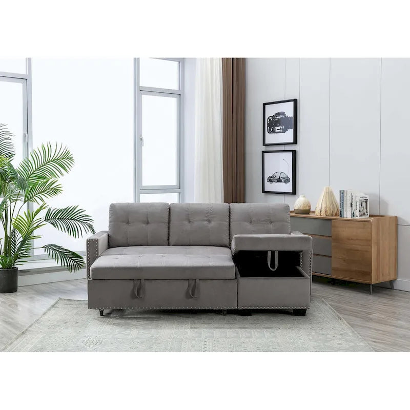 Cozy Classic L-Shaped Pull-Out Sleeper Sectional Sofa 27