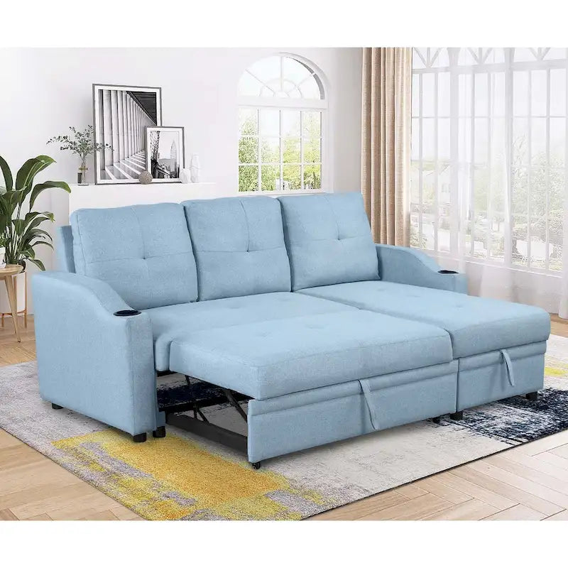 Cozy Classic L-Shaped Pull-Out Sleeper Sectional Sofa 32