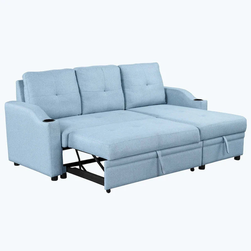 Cozy Classic L-Shaped Pull-Out Sleeper Sectional Sofa 33