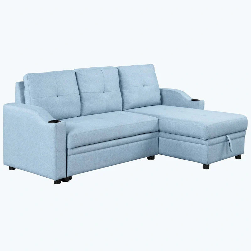 Cozy Classic L-Shaped Pull-Out Sleeper Sectional Sofa 34