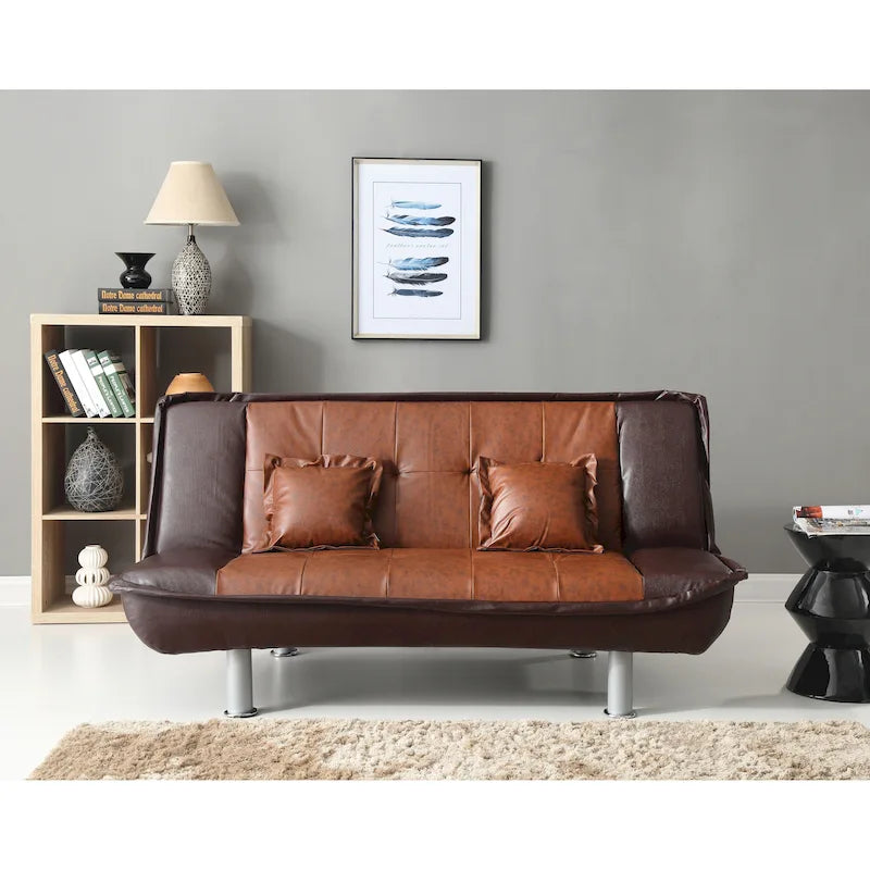 Lionel Faux Leather Convertible Sofa 31