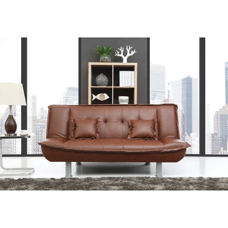 Lionel Faux Leather Convertible Sofa 33