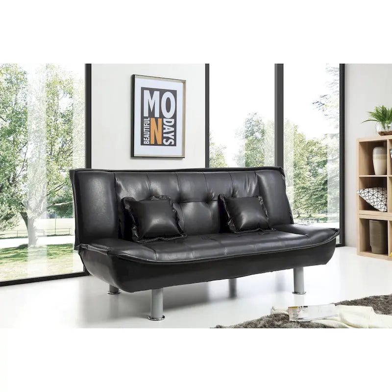Lionel Faux Leather Convertible Sofa 15