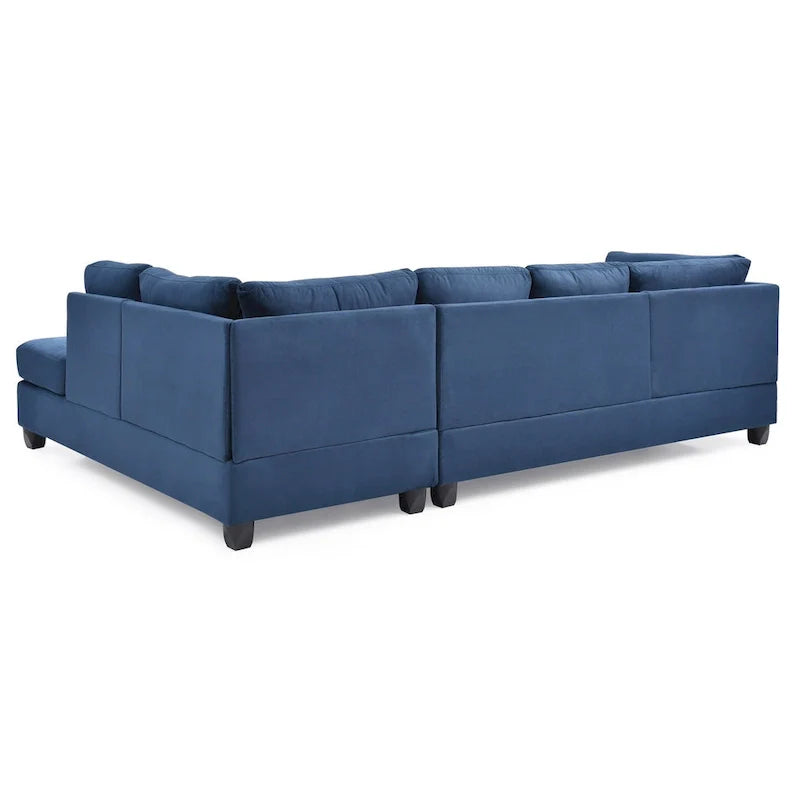 Malone 111-Inch Suede 4-Seater Sectional Sofa with Two Throw Pillows - Dimensions: 111L x 78W x 34H 3