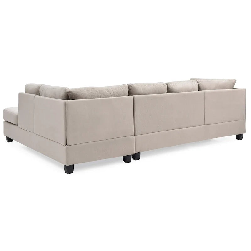 Malone 111-Inch Suede 4-Seater Sectional Sofa with Two Throw Pillows - Dimensions: 111L x 78W x 34H 8