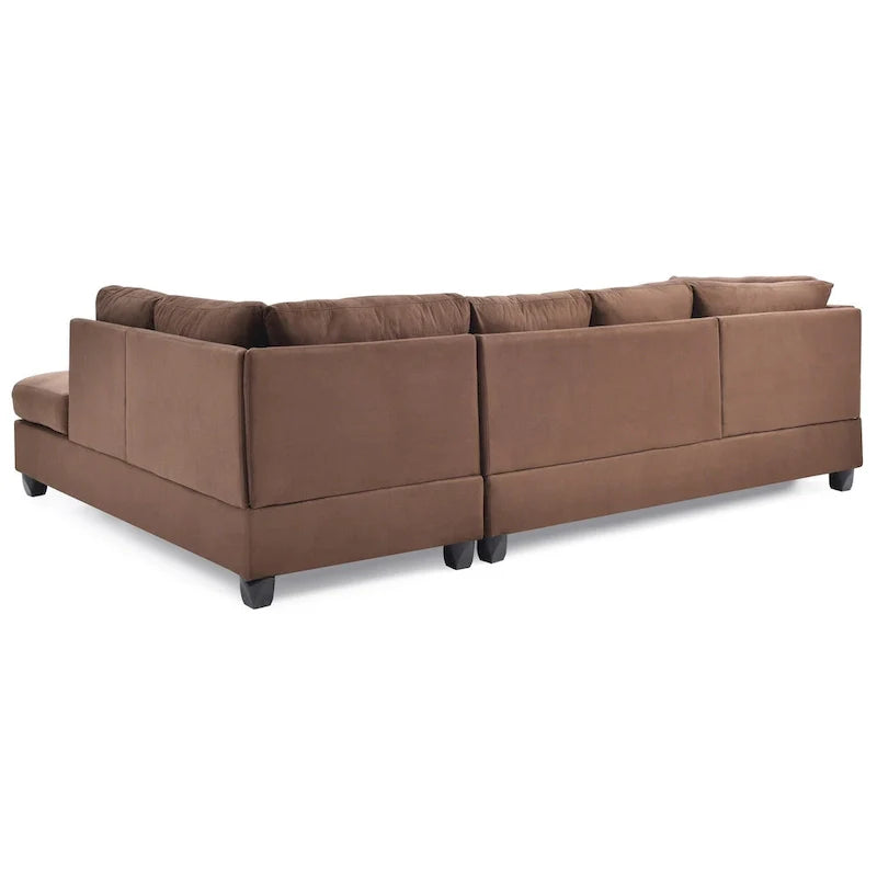 Malone 111-Inch Suede 4-Seater Sectional Sofa with Two Throw Pillows - Dimensions: 111L x 78W x 34H 14