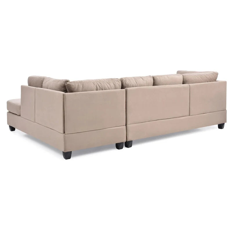 Malone 111-Inch Suede 4-Seater Sectional Sofa with Two Throw Pillows - Dimensions: 111L x 78W x 34H 20