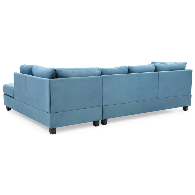 Malone 111-Inch Suede 4-Seater Sectional Sofa with Two Throw Pillows - Dimensions: 111L x 78W x 34H 32