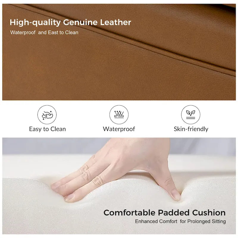 Angel Transitional Genuine Leather Sofa with Tufted Backrest by HULALA HOME 7
