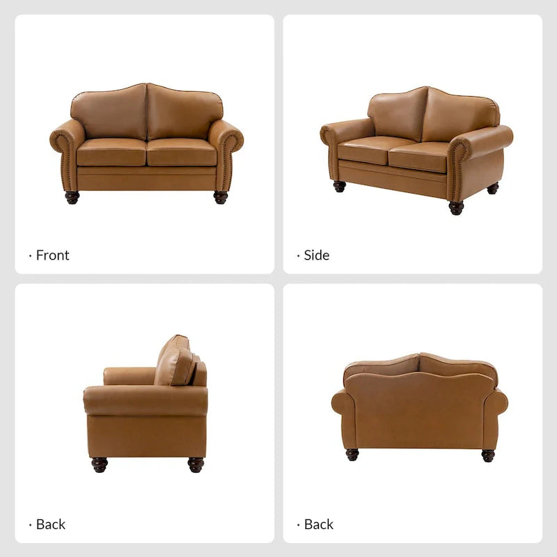Angel Transitional Genuine Leather Sofa with Tufted Backrest by HULALA HOME 8