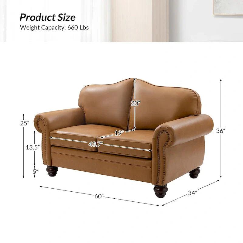 Angel Transitional Genuine Leather Sofa with Tufted Backrest by HULALA HOME 9
