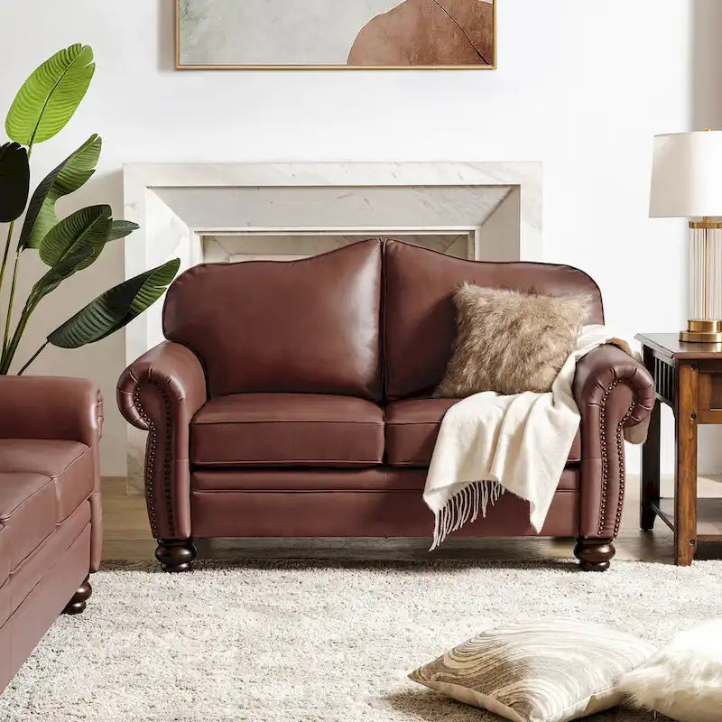 Angel Transitional Genuine Leather Sofa with Tufted Backrest by HULALA HOME 16