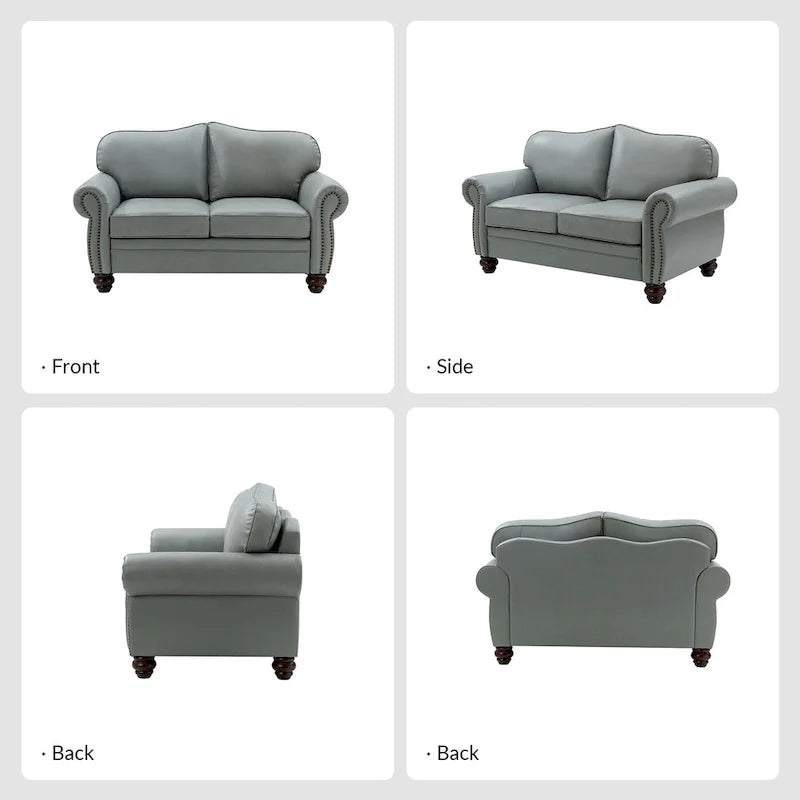 Angel Transitional Genuine Leather Sofa with Tufted Backrest by HULALA HOME 27