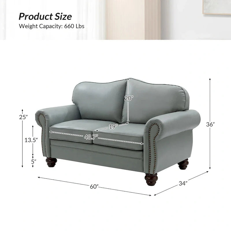 Angel Transitional Genuine Leather Sofa with Tufted Backrest by HULALA HOME 28