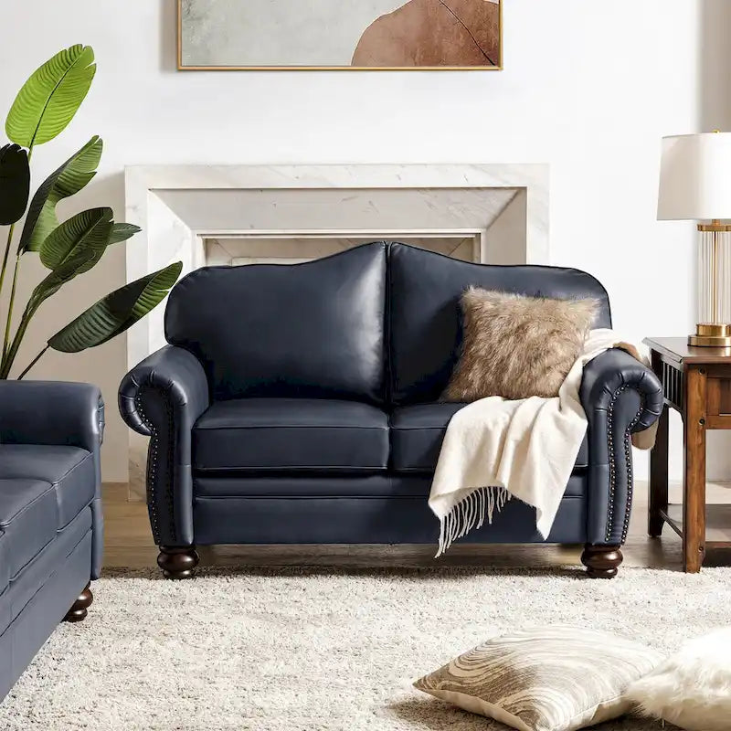Angel Transitional Genuine Leather Sofa with Tufted Backrest by HULALA HOME 29