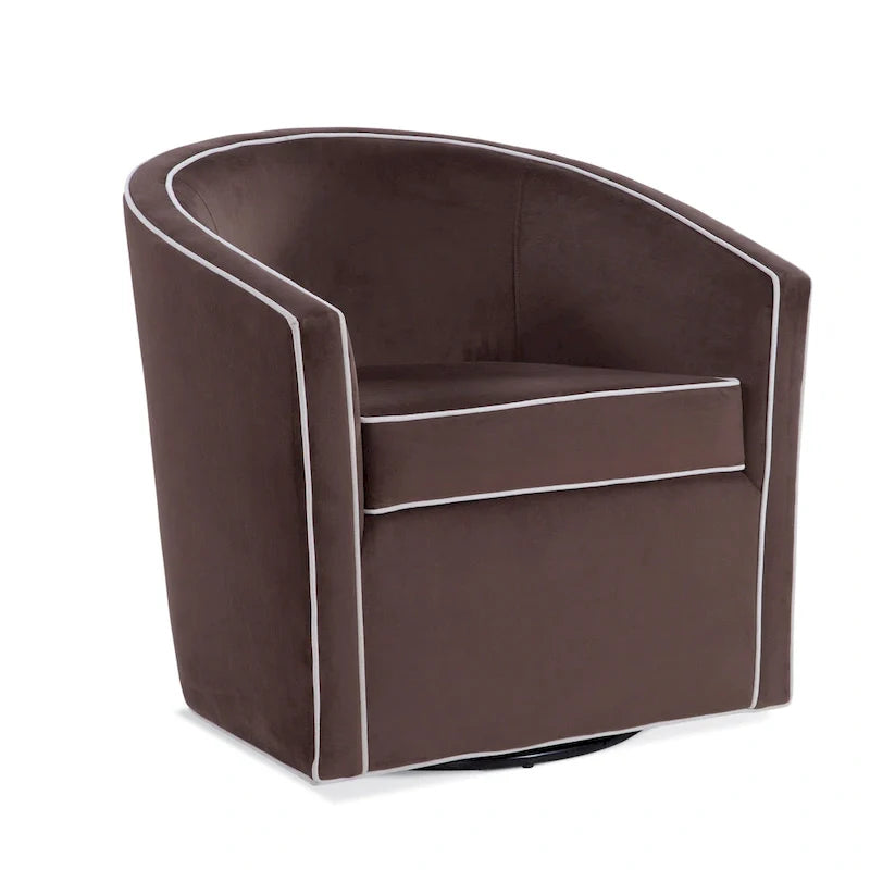 Swivel Barrel Accent Chair with Velvet Upholstery and Removable Cushion 5