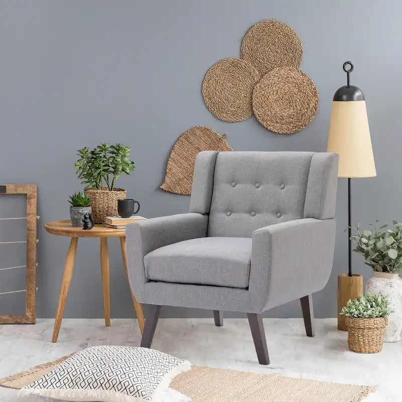 Contemporary Linen Button-Tufted Accent Chair 17
