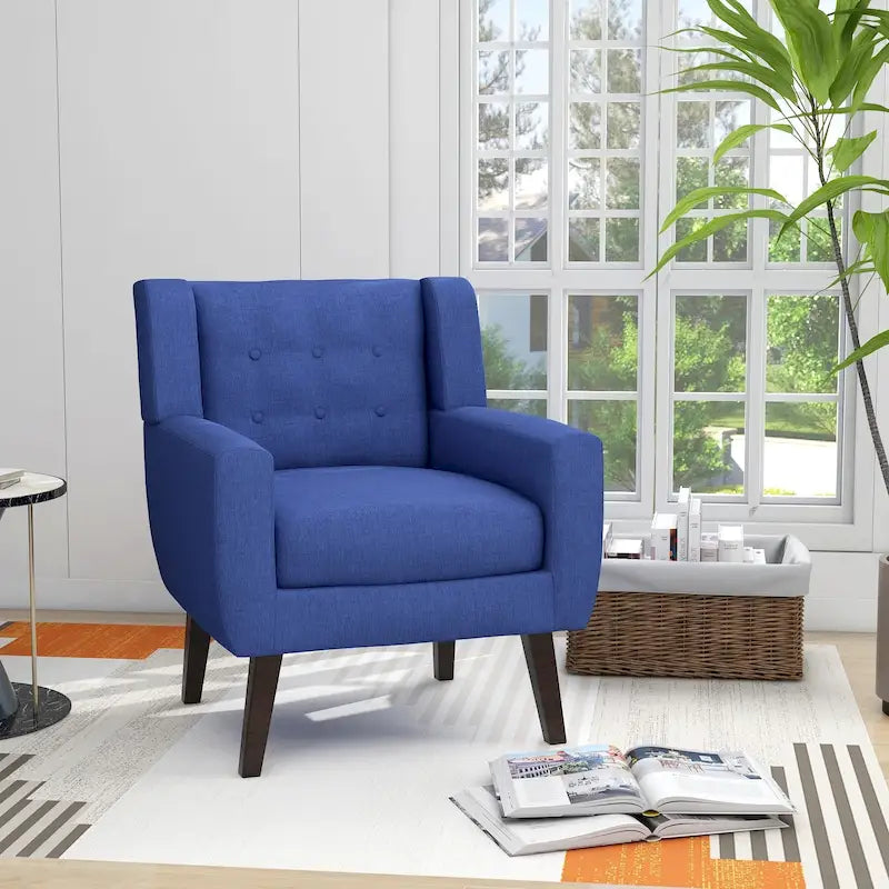 Contemporary Linen Button-Tufted Accent Chair 18