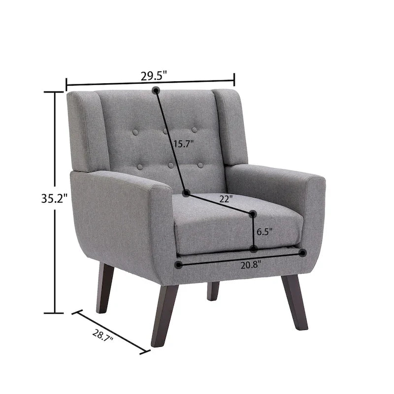 Contemporary Linen Button-Tufted Accent Chair 3