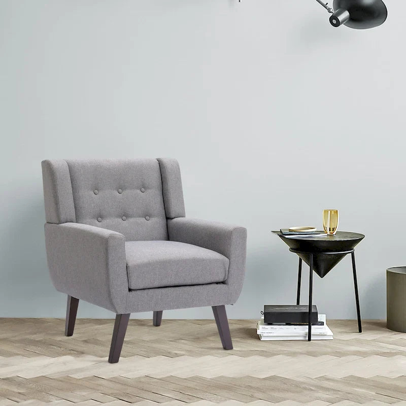 Contemporary Linen Button-Tufted Accent Chair 5