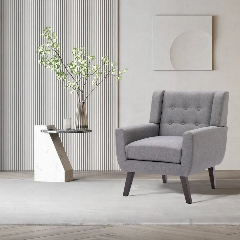 Contemporary Linen Button-Tufted Accent Chair 6