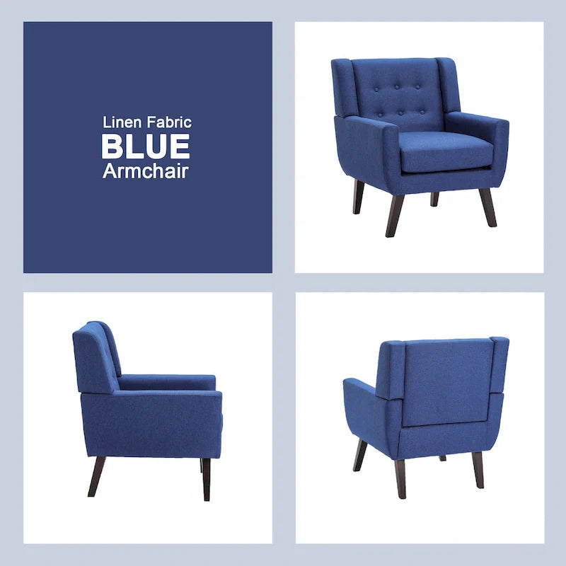 Contemporary Linen Button-Tufted Accent Chair 10