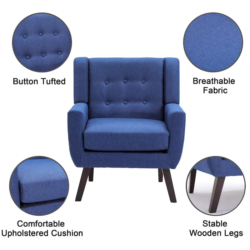Contemporary Linen Button-Tufted Accent Chair 12