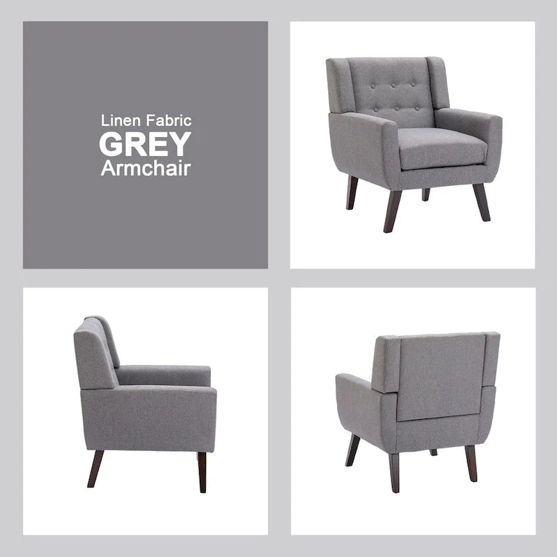 Contemporary Linen Button-Tufted Accent Chair 14