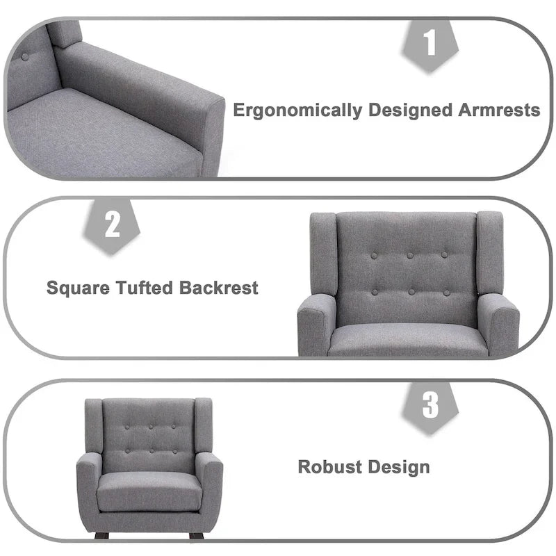 Contemporary Linen Button-Tufted Accent Chair 16