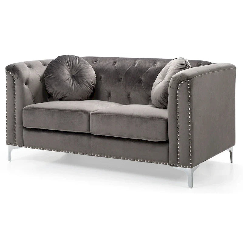 Velvet Button-Tufted Pompano Loveseat 2