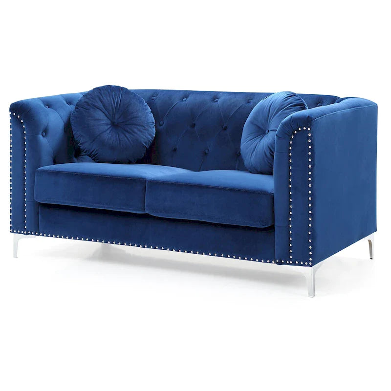 Velvet Button-Tufted Pompano Loveseat 6