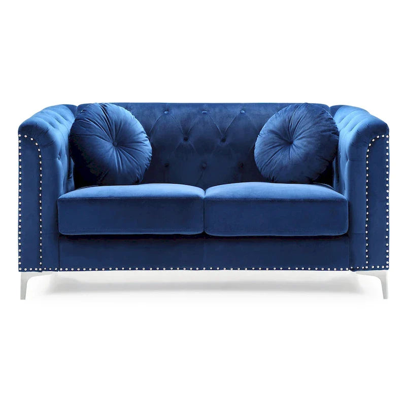 Velvet Button-Tufted Pompano Loveseat 7