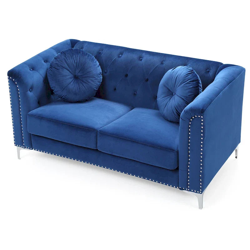 Velvet Button-Tufted Pompano Loveseat 8