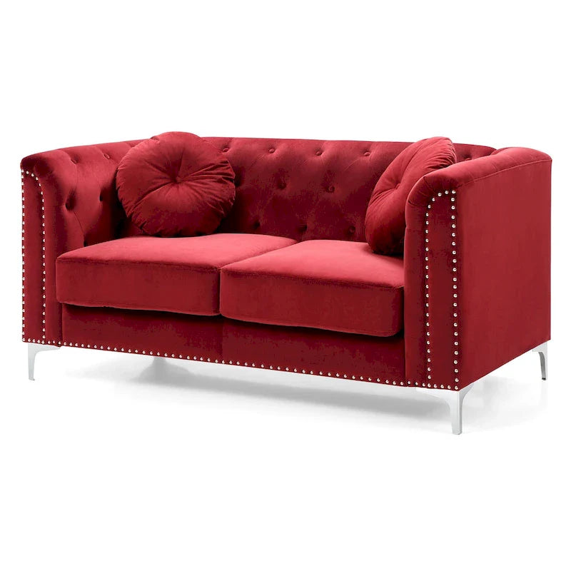 Velvet Button-Tufted Pompano Loveseat 11