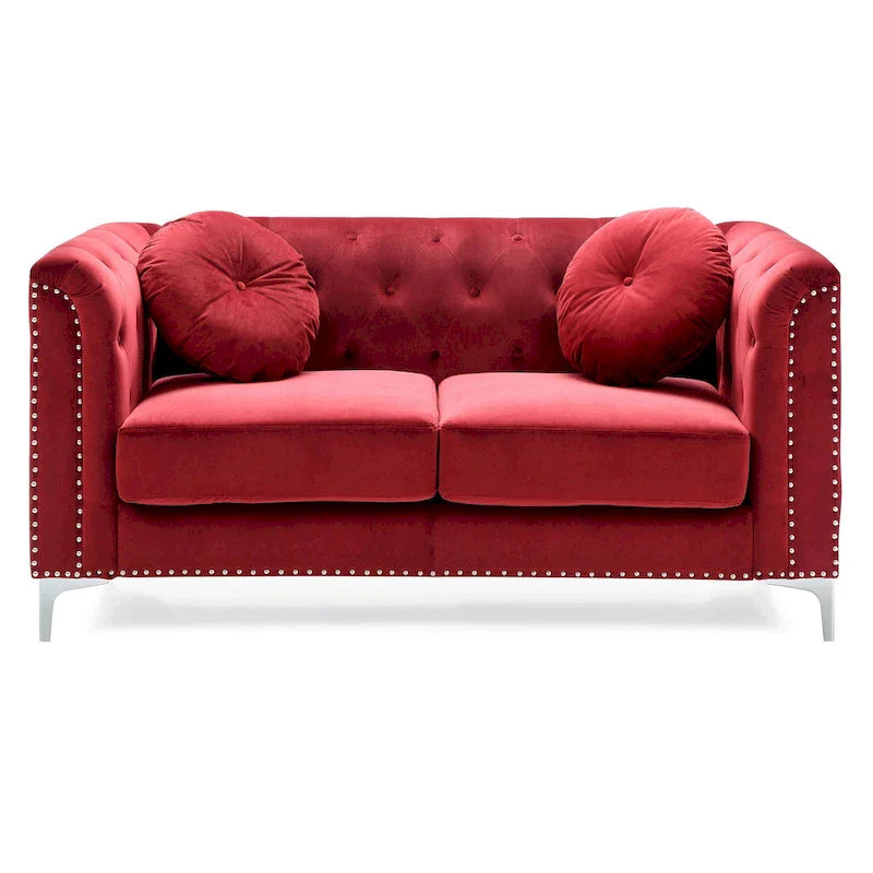 Velvet Button-Tufted Pompano Loveseat 12