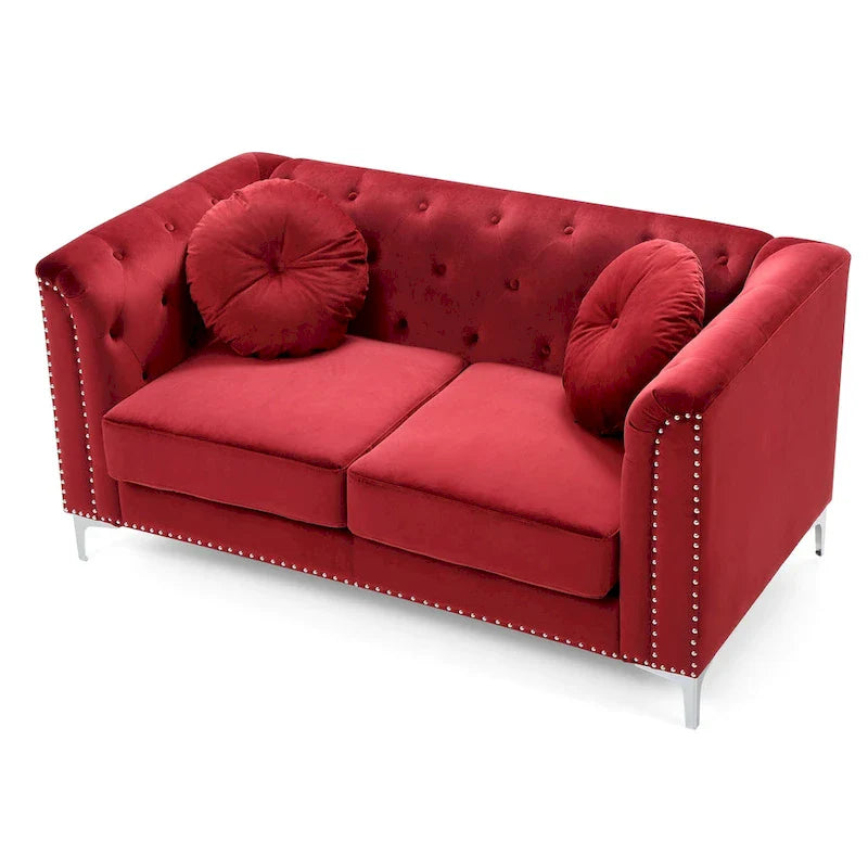 Velvet Button-Tufted Pompano Loveseat 13