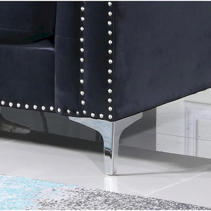 Velvet Button-Tufted Pompano Loveseat 14